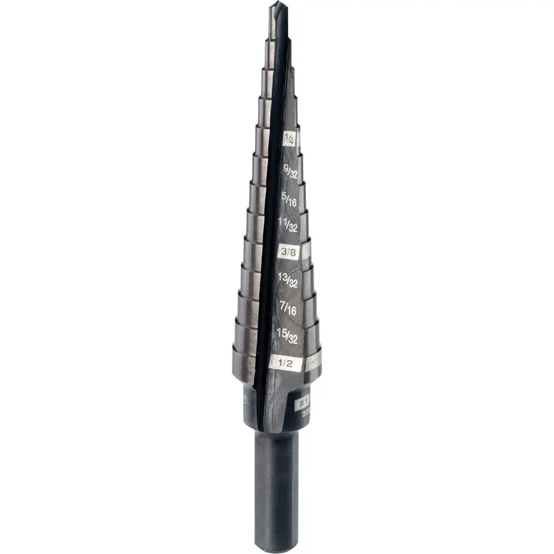 #1 Step Drill Bit, 1/8" - 1/2" , 1/32" Increments, High Speed Steel 1