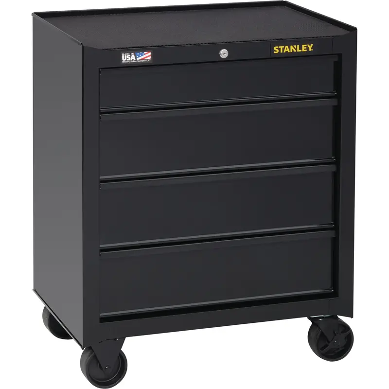 100 Series Rolling Tool Chest, 4 Drawers, 26-1/2" W X 18" D X 32" H, Black 1