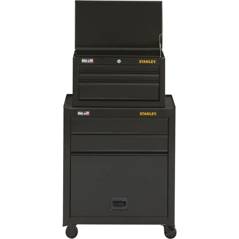 100 Series Tool Chest & Cabinet, 5 Drawers, 26-1/2" W X 14" D X 43-1/2" H, Black 1