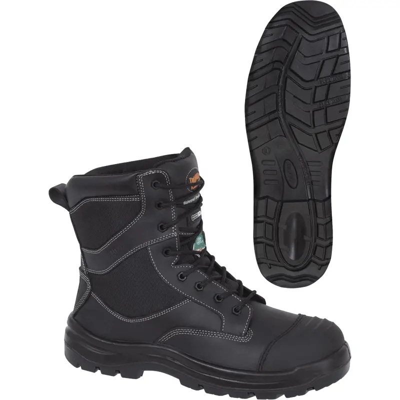 1050 Black Composite Safety Work Boots, Leather, Size 10, Impermeable 1
