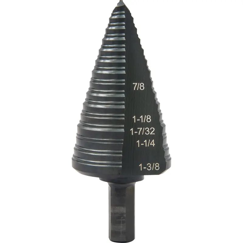 #12 Multi-Hole Step Drill Bit, 7/8" - 1-3/8" , 1/16" Increments, High Speed Steel 1