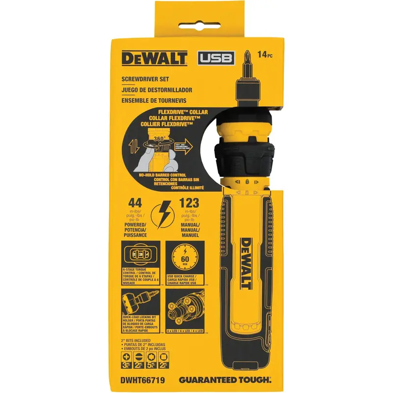 14-Piece Cordless Screwdriver Set With Flexdrive™ Control, 4 V, 44 In-Lbs/5 Nm Max. Torque 1