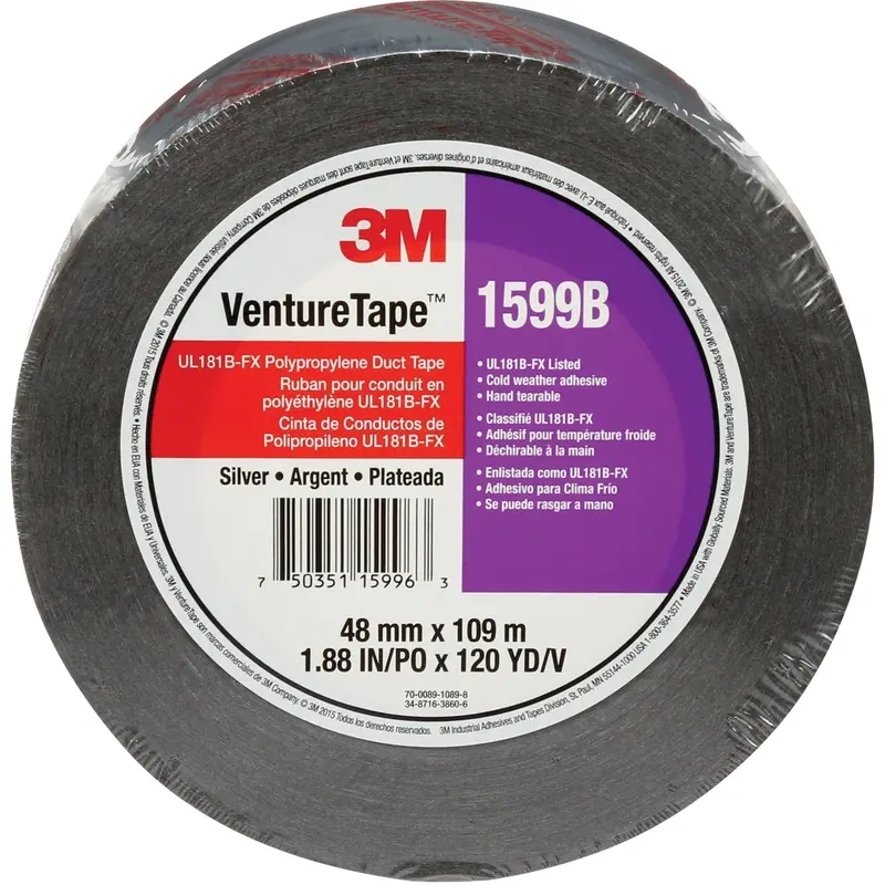 1599B Venture Tape™ Polypropylene Tape, 3 Mils, Silver, 48 Mm (2") X 109.7 M (359.9') 1