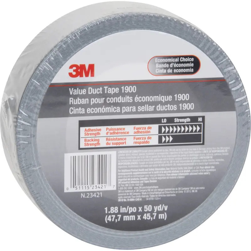 1900 Value Duct Tape, 5.8 Mils, Silver, 48 Mm (2") X 5.7 M (18.7') 1