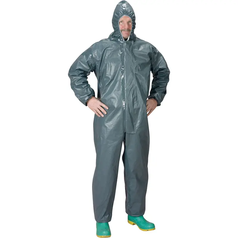 2.0 Mil Crfr Hooded Coveralls, Medium, Grey, Fr Treated Fabric 1