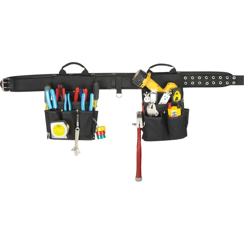 20 Pocket Tool Belt Combo, Polyester, Black 1
