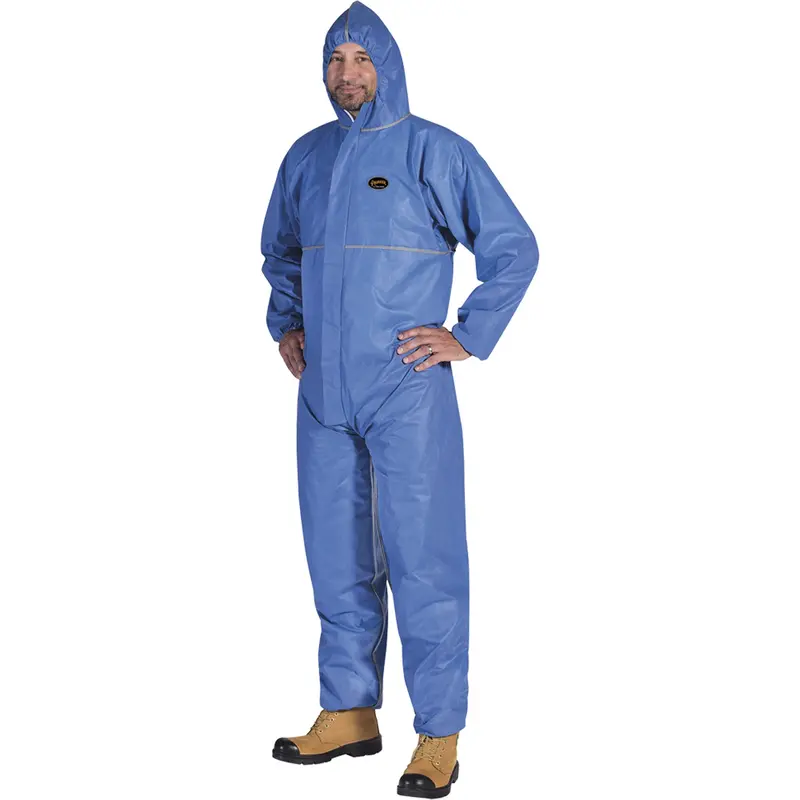 2075 Flame-Resistant Sms Disposable Coveralls, Size Large, Blue 1