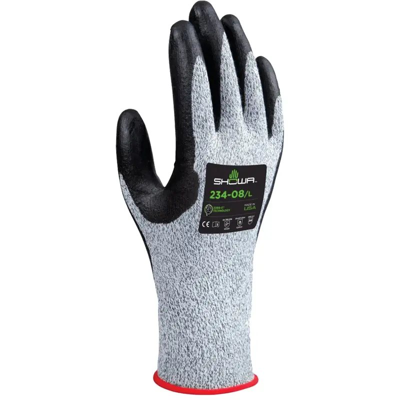 234 Cut Resistant Gloves, Size Large/8, 15 Gauge, Foam Nitrile Coated, Hppe Shell, Ansi/Isea 105 Level 4/En 388 Level D 1