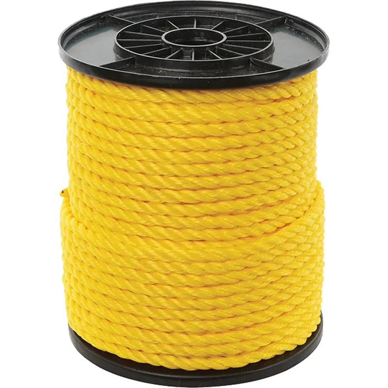 3/8" Yellow Twisted 3-Strand Rope, Polypropylene, 250' 1
