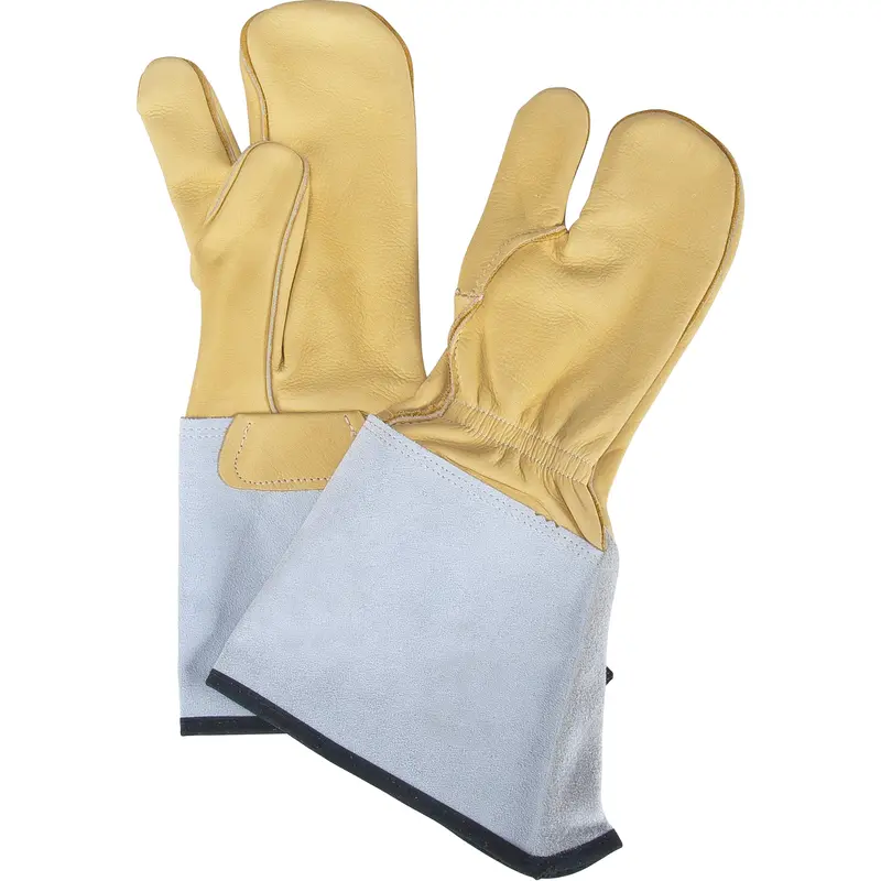 3-Finger Gloves, Large, Grain Cowhide Palm 1