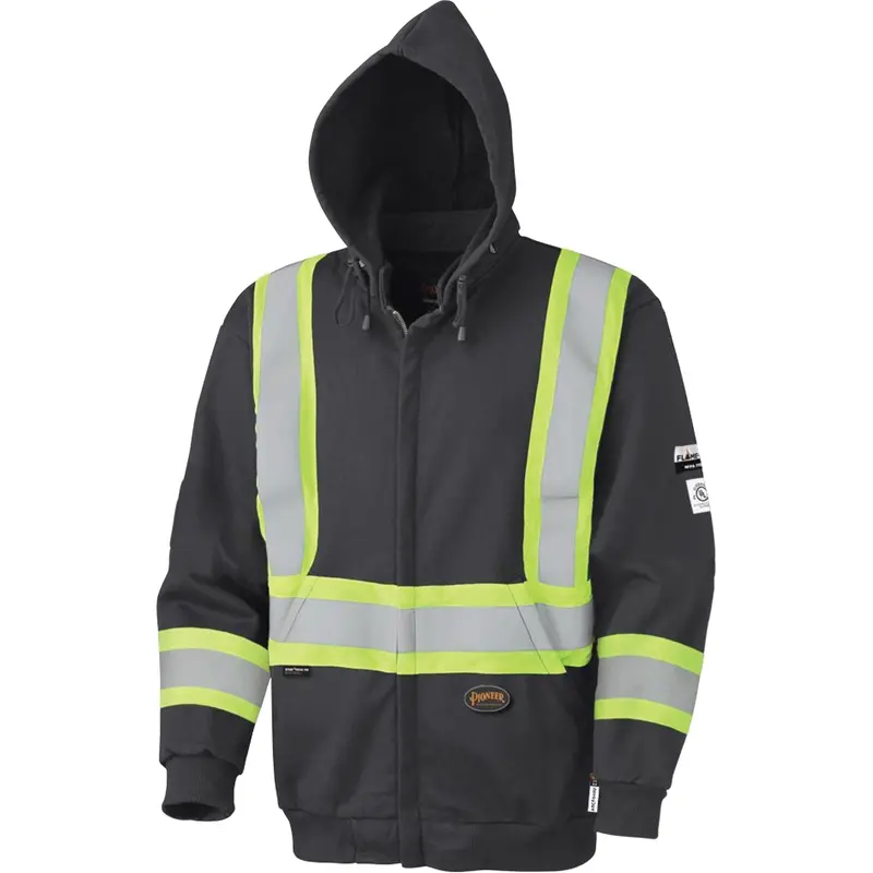 337Sf Flame-Resistant Zip-Style Safety Hoodie, Men's, Medium, Black, 22 Cal/Cm² 1