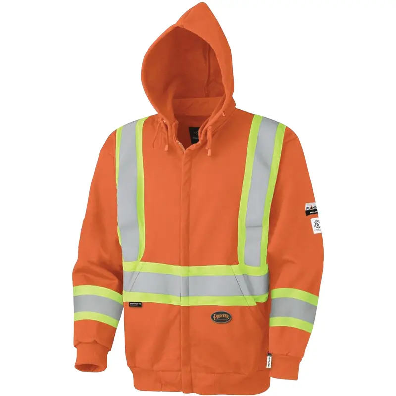 338Sf Flame-Resistant Zip-Style Safety Hoodie, Men's, 5X-Large, High Visibility Orange, 22 Cal/Cm² 1