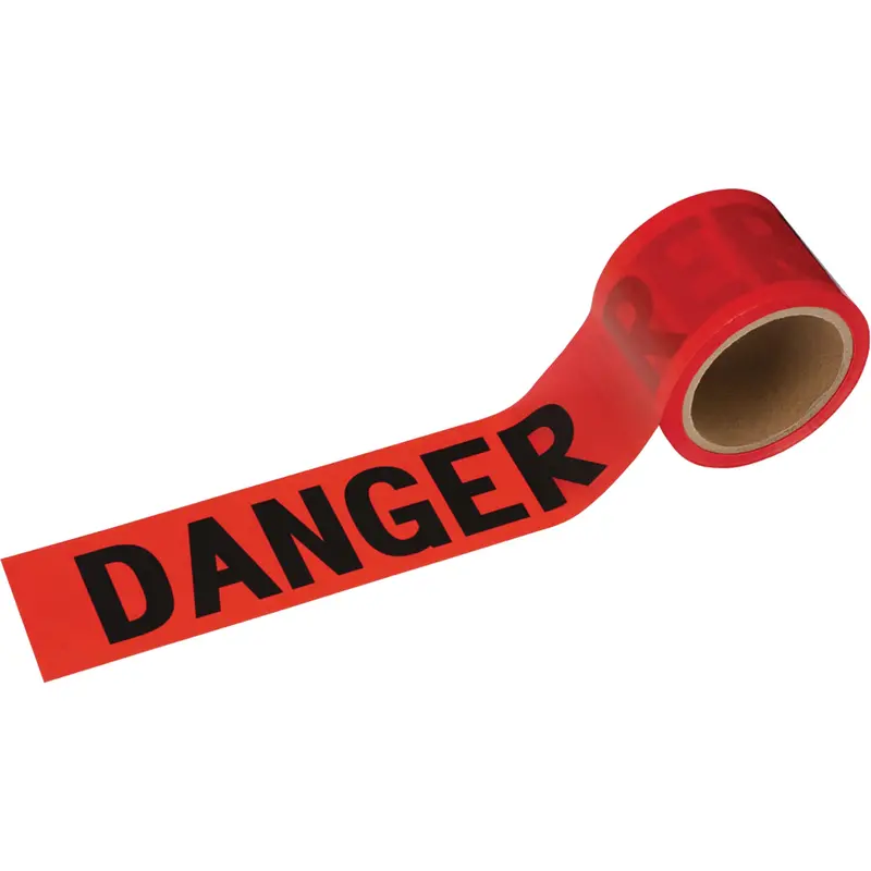 388 Danger Tape, Bilingual, 3" W X 200' L, 1.5 Mils, Black On Red 1