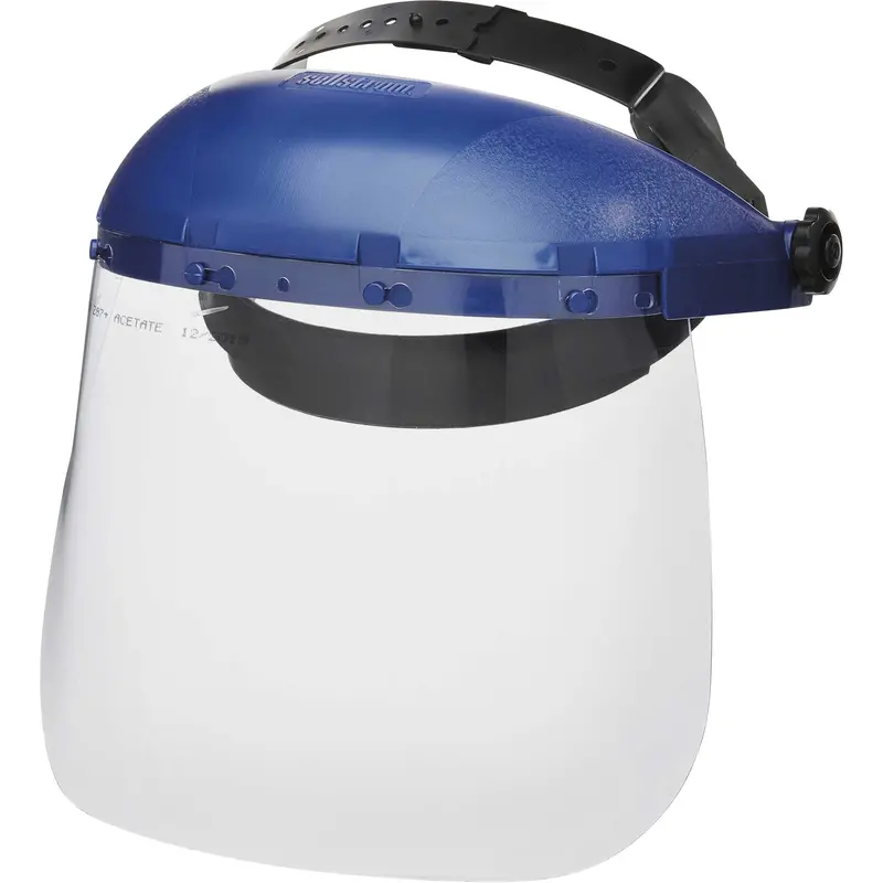 390 Premium Series Single Crown Uncoated Faceshield, Acetate, Ratchet Suspension 1