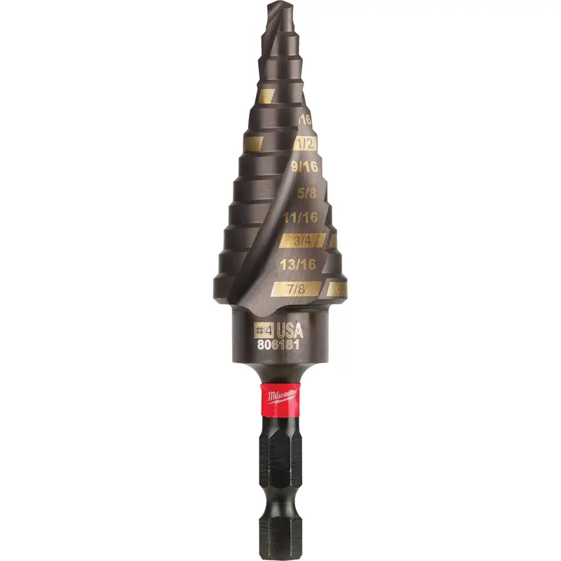 #4 Shockwave™ Impact Duty™ Step Drill Bit, 3/16" - 7/8" , 1/16" Increments, Titanium 1