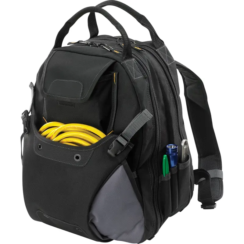 44-Pocket Tool Backpack, 16" L X 13-1/4" W, Black, Polyester 1