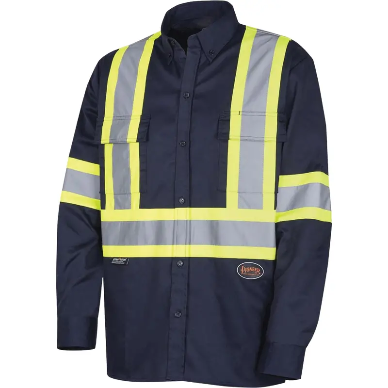 4414 Button-Down Work Shirt, Poly-Cotton, 2X-Large, Navy Blue 1