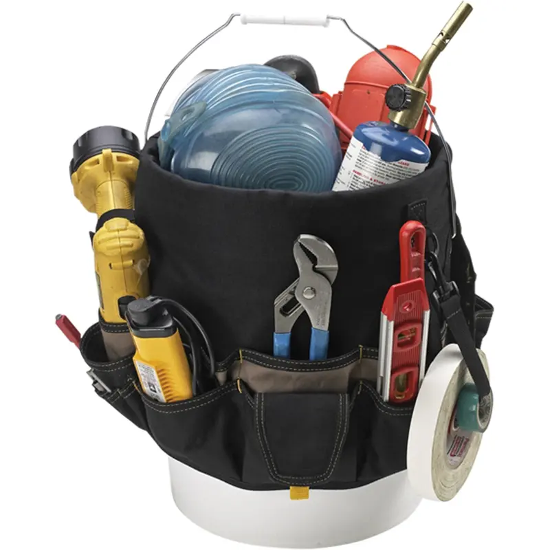 48-Pocket Bucket Buddy, 6" L X 11" W X 12" H, Polyester, Black 1