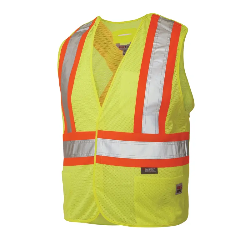 5-Point Tearaway Safety Vest, High Visibility Lime-Yellow, Medium/Small, Polyester 1