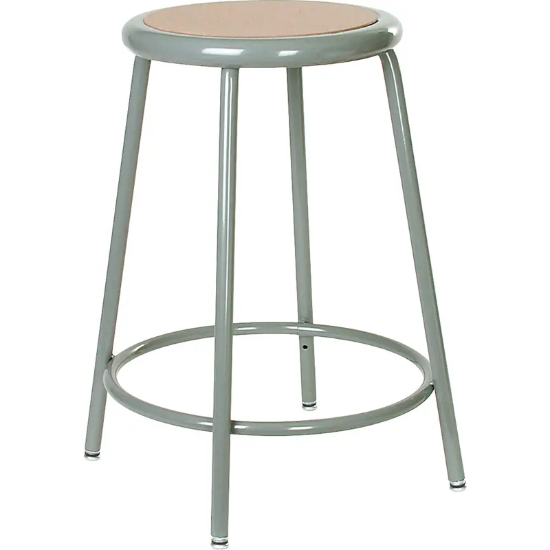 500 Series Stool, Stationary, Fixed, 30", Steel/Masonite Seat, Grey 1