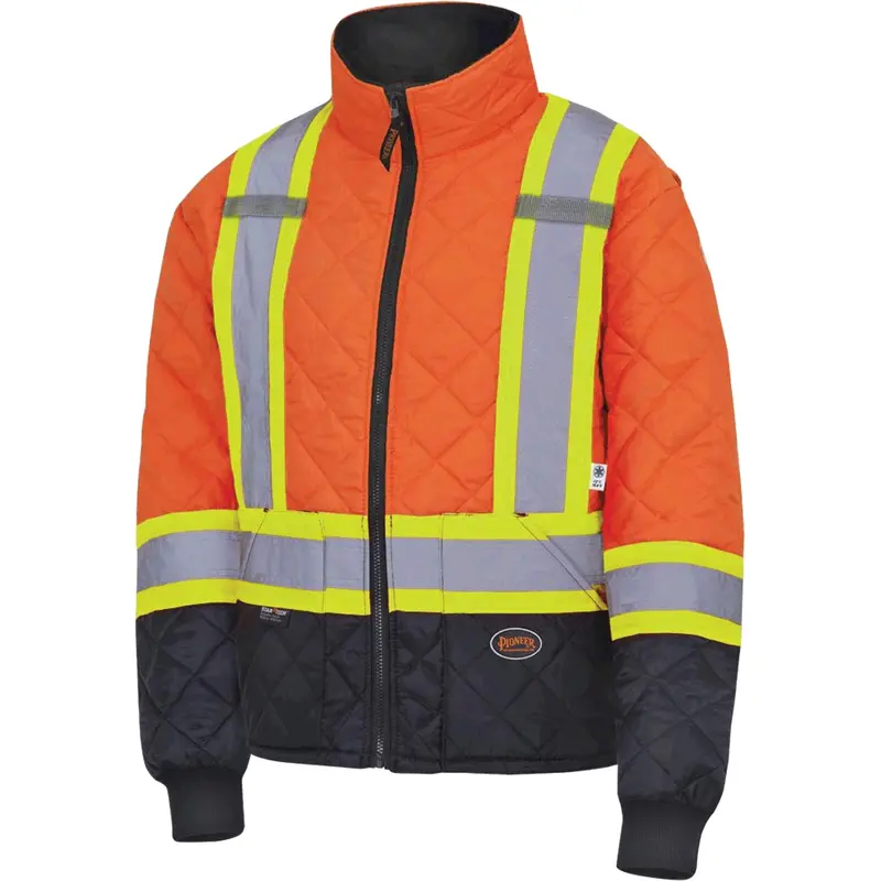 5015 Quilted Freezer Jacket, Polyester, Black/High Visibility Orange, Large 1
