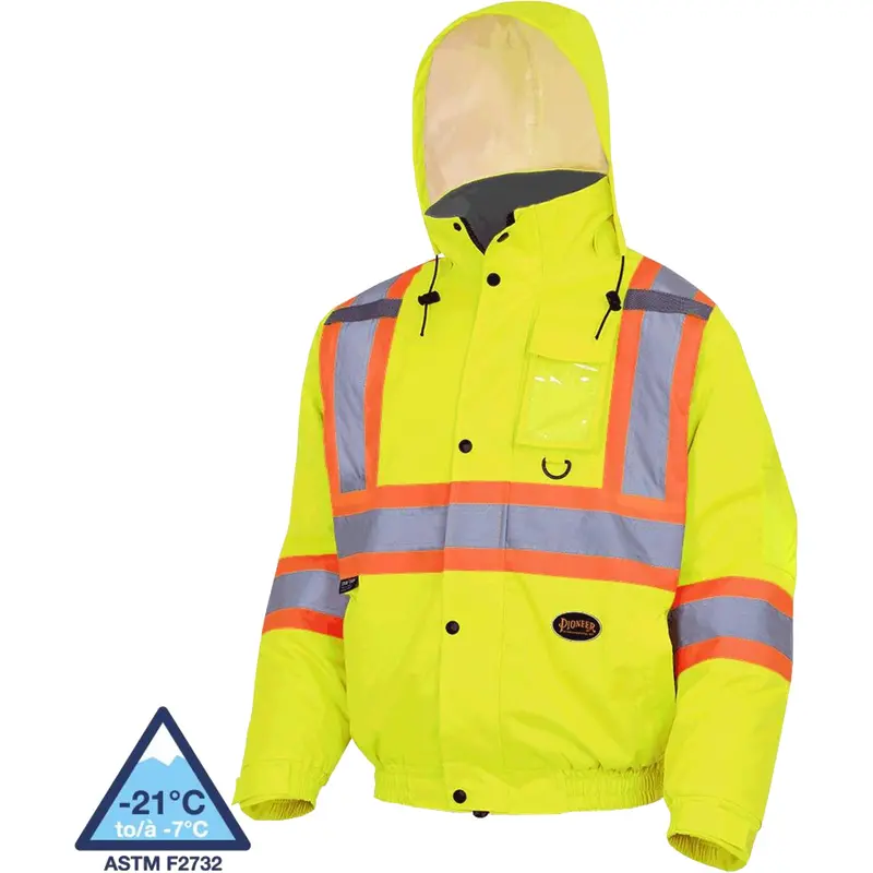 5033 Waterproof Winter Quilted Safety Bomber Jacket, Polyester, High Visibility Lime-Yellow, Large 1