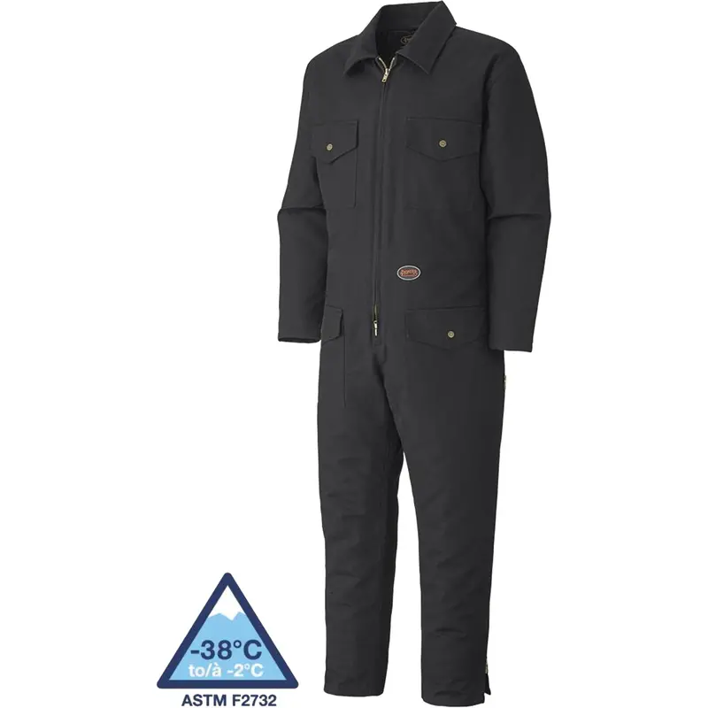 520A Quilted Duck Coveralls, Men's, Black, Size Large 1