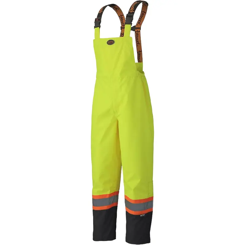 5405 300D Trilobal Ripstop Waterproof Bib Pants, Polyester, X-Large, High Visibility Lime-Yellow 1