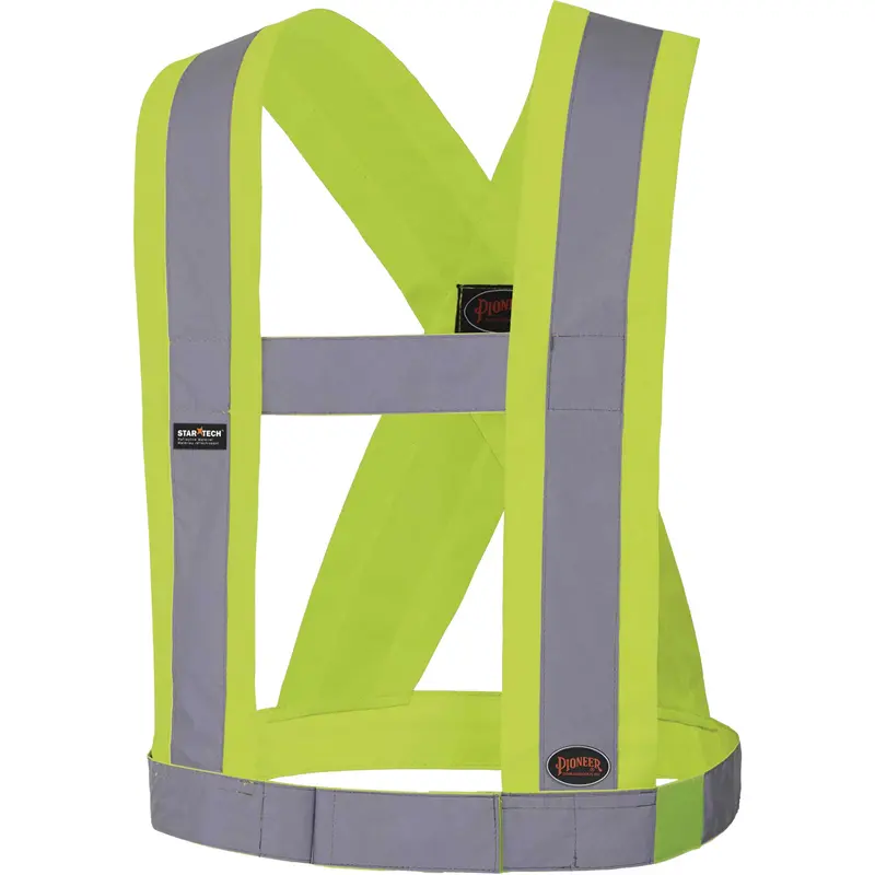 5492 4" Wide Adjustable Safety Sash, Meets/Exceeds Csa Z96 Class 2 - Level 2, High Visibility Lime-Yellow, Silver Reflective Colour, One Size 1