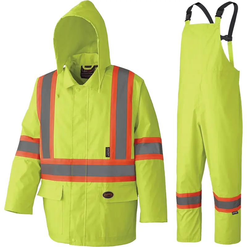 5609 210D Waterproof Rain Suit, Polyester/Pvc, 3X-Large, High Visibility Lime-Yellow 1