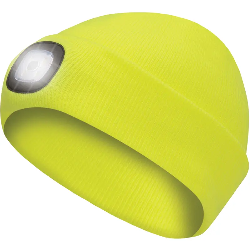 5676 Knit Toque With Led Headlight, Fleece Lining, One Size, High Visibility Yellow 1