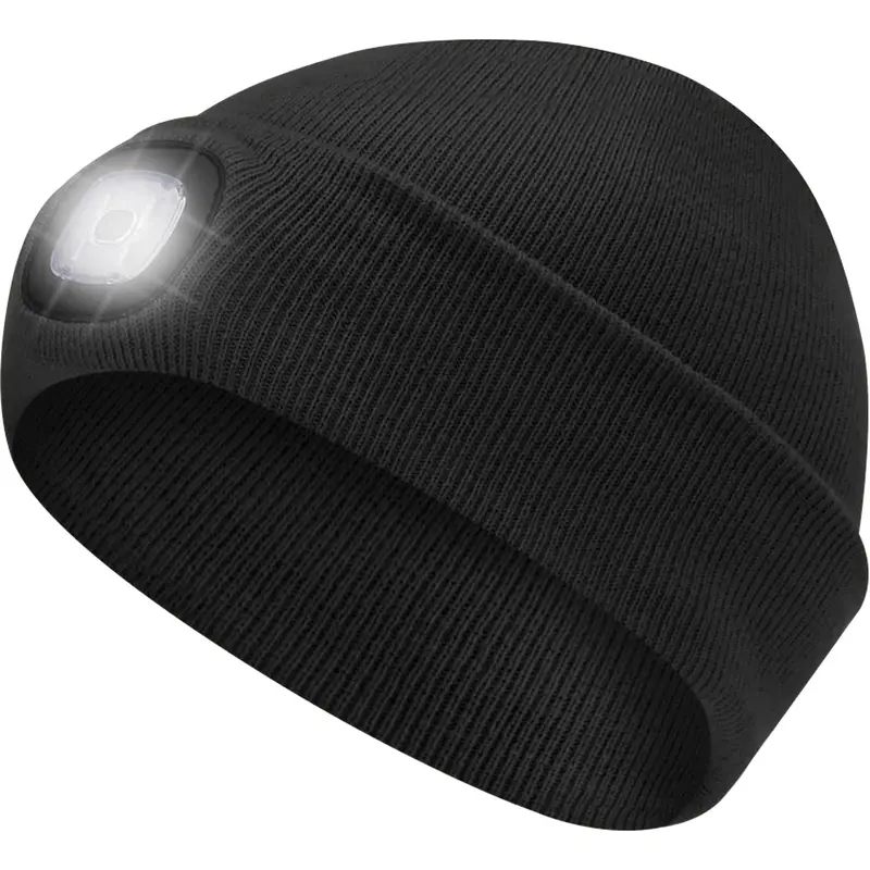 5678 Knit Toque With Led Headlight, Fleece Lining, One Size, Black 1