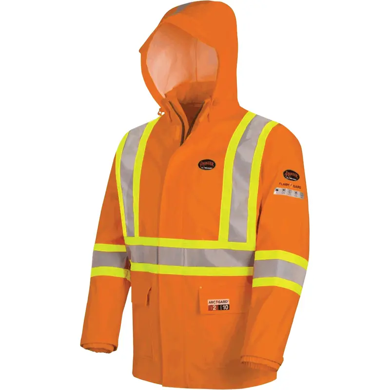 5880 Fr/Arc-Rated Waterproof Rain Jacket, Medium, High Visibility Orange, 10 Cal/Cm² 1