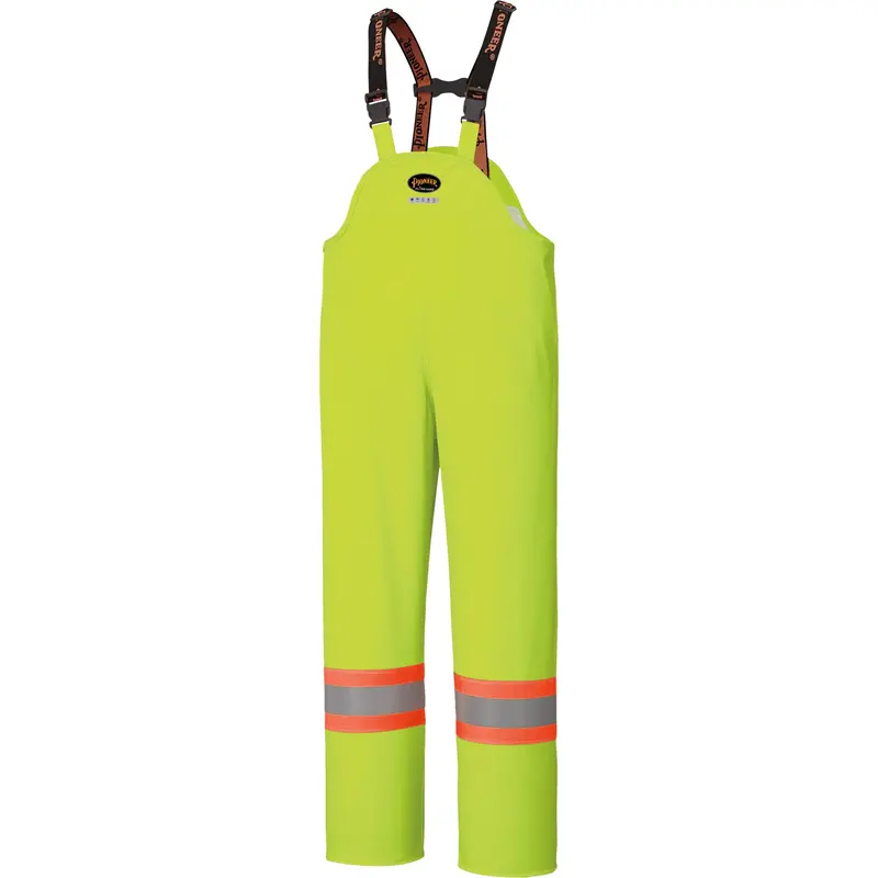 5895 High Visibility Flame Resistant Waterproof Bib Pants, Medium, High Visibility Lime-Yellow 1