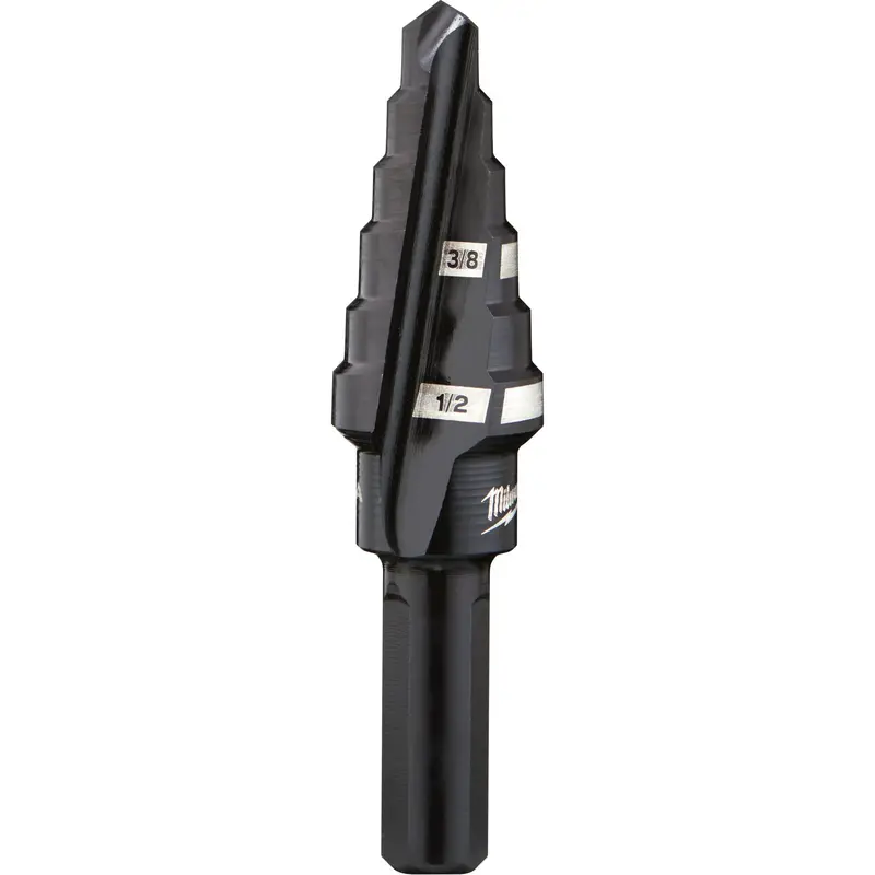 #6 Step Drill Bit, 3/8" - 1/2" , 1/16" Increments, High Speed Steel 1