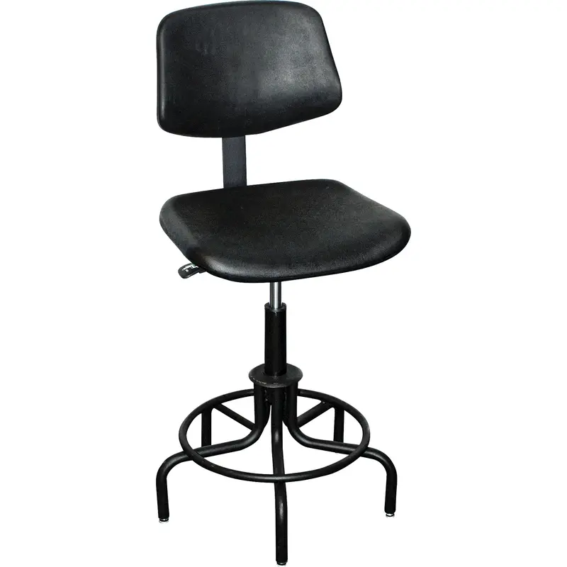 6000 Series Stool With Back, Stationary, Adjustable, 25" - 30", Polyurethane Seat, Black 1
