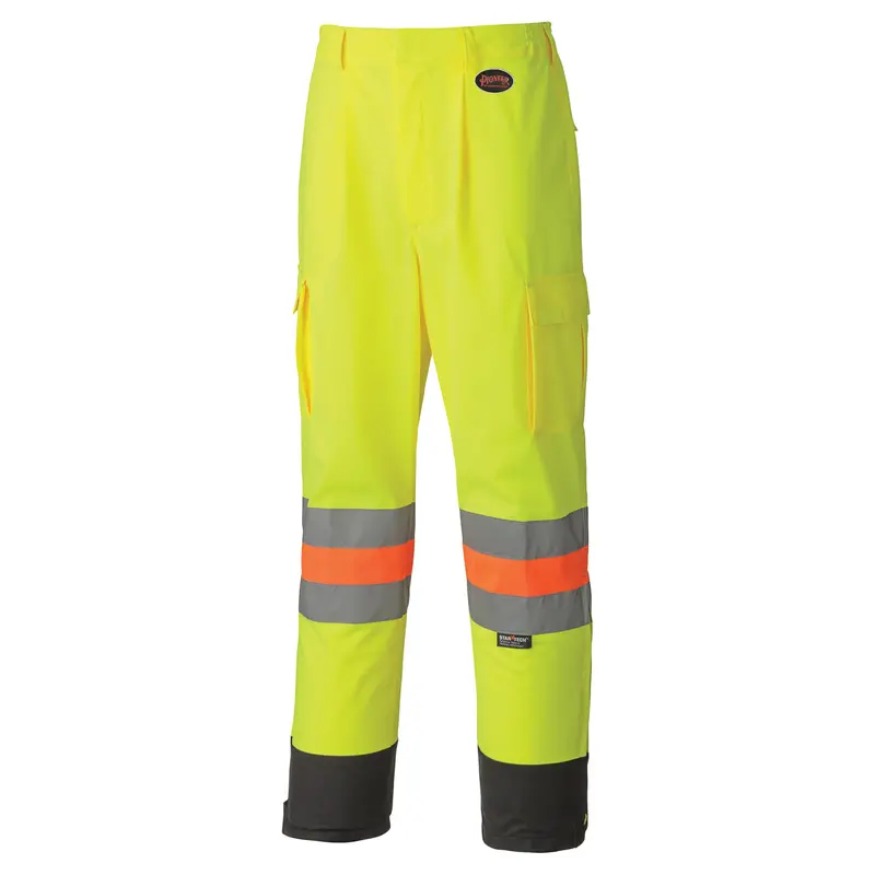 6009 Breathable Traffic Safety Pants, Polyester, Large, High Visibility Lime-Yellow 1