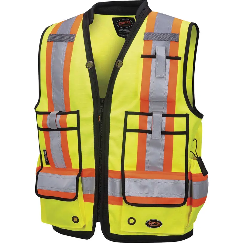 6677 1200D Surveyor's Vest, High Visibility Lime-Yellow, Medium, Polyester 1