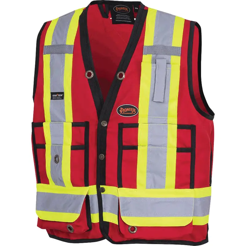 6683 Surveyor's Safety Vest, Red, Large, Polyester 1