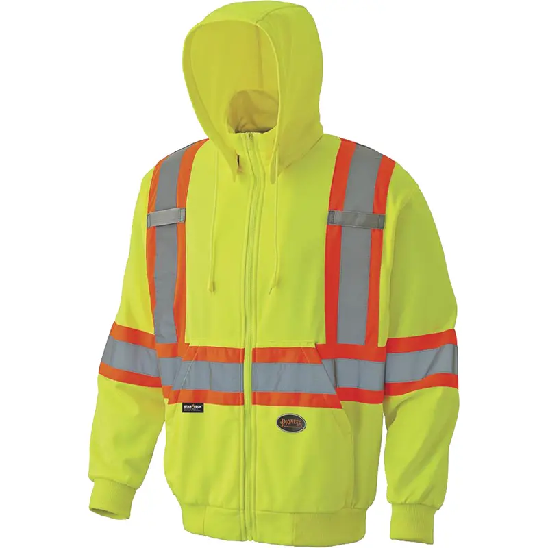 6941 Zip Style Hoodie, X-Large, High Visibility Yellow 1