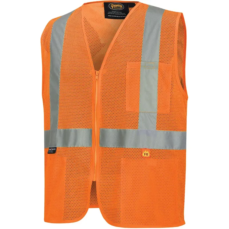 6943 Flame-Resistant Mesh Safety Vest, High Visibility Orange, X-Large, Polyester 1