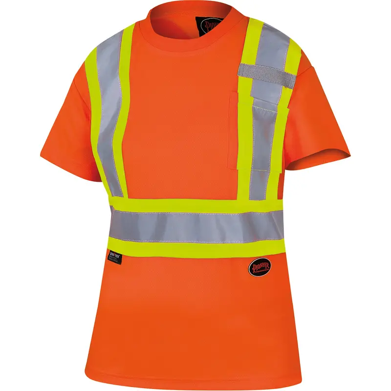6948 Women's Bird's-Eye Safety T-Shirt, Polyester, Small, High Visibility Orange 1