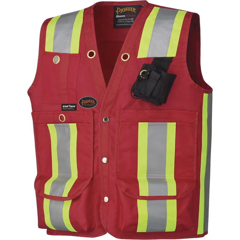 695 Surveyor & Supervisor Safety Vest, Red, 2X-Large, Polyester 1