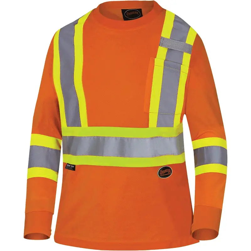6968 Bird's-Eye Women's Safety T-Shirt, Polyester, Medium, High Visibility Orange 1