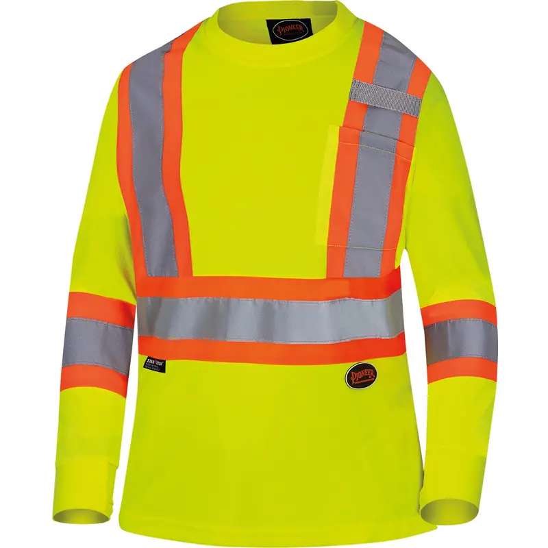 6969 Women's Bird's-Eye Long-Sleeved Safety Shirt, Polyester, 4X-Large, High Visibility Lime-Yellow 1