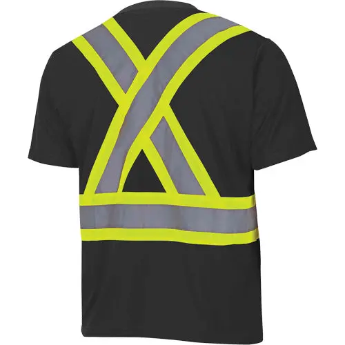 6992 Bird's-Eye Safety Shirt, Polyester, X-Large, Black 2