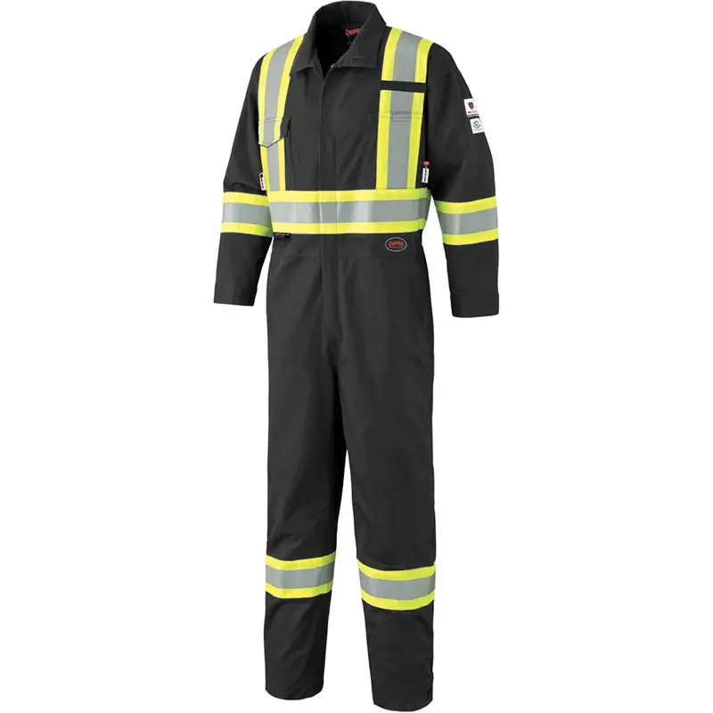 7702Bk Fr-Tech® 88/12 Fr Arc Rated Coveralls, Size 42, Black, 9.7 Cal/Cm² 1