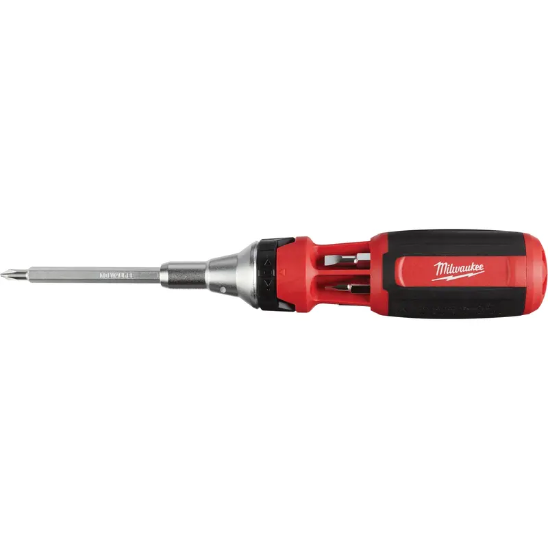 9-In-1 Square Drive Ratcheting Multi-Bit Driver, 9-1/10" L, Cushion Grip Handle 1