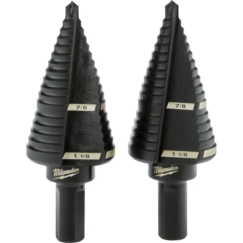 # 9 Step Drill Bits, 7/8" - 1-1/8" , 1/4" Increments, High Speed Steel 1