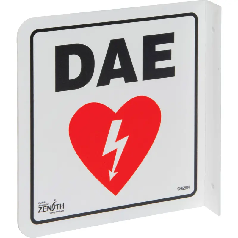 90° Projecting "Dae" Sign, 8" X 8", Plastic, French With Pictogram 1